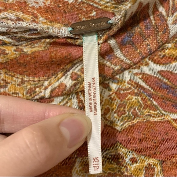 Free People Fall Orange Floral Patterned Tunic Top - Picture 4 of 8